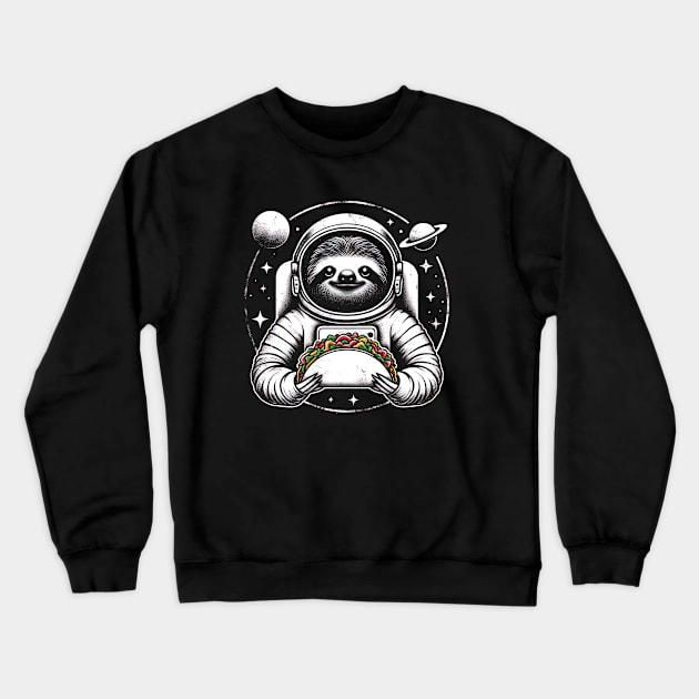 Sloth Astronaut Taco Adventure Funny Sloth Taco Fan Graphic Crewneck Sweatshirt by SpookshowGraphics